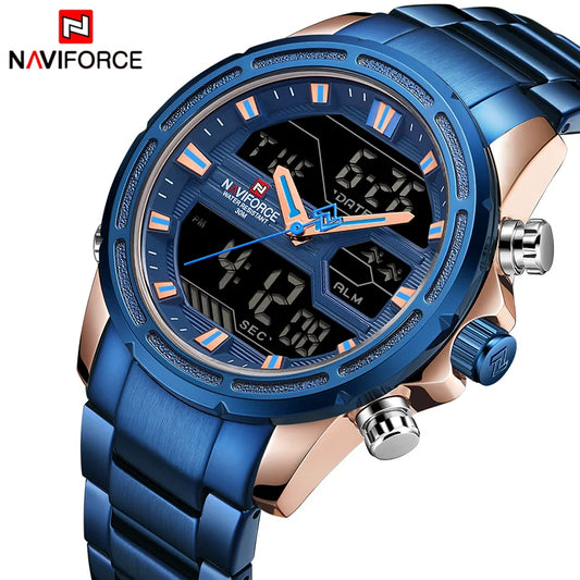 NAVIFORCE Luxury Brand Men Sports Watches Men's Quartz LED Digital Clock Male Full Steel Military Wrist Watch Relogio Masculino