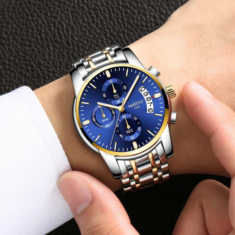 NIBOSI Watch Men Top Brand Luxury Blue Male Date Quartz Mens Watches Waterproof Sport Watch Clock Wristwatch Relogio Masculino