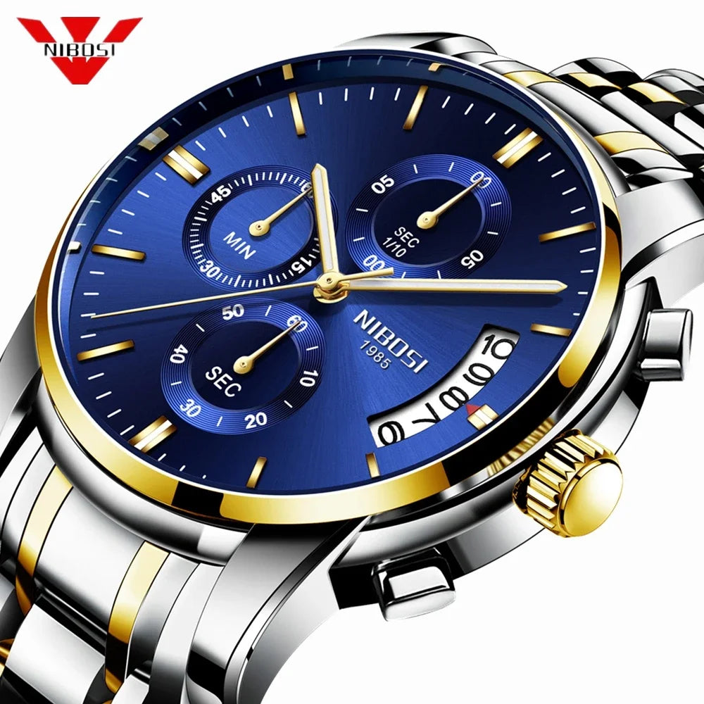 NIBOSI Watch Men Top Brand Luxury Blue Male Date Quartz Mens Watches Waterproof Sport Watch Clock Wristwatch Relogio Masculino