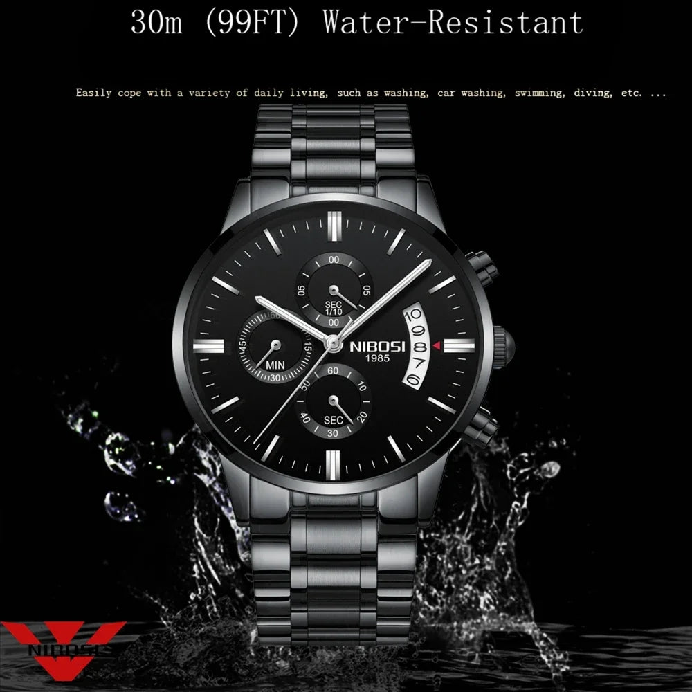 NIBOSI Man Watch 2024 Mens Watches Top Luxury Brand Sport Military Quartz Watch Men Wristwatch Male Clock Saat Reloj Hombre